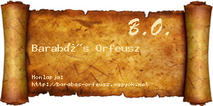 Barabás Orfeusz névjegykártya